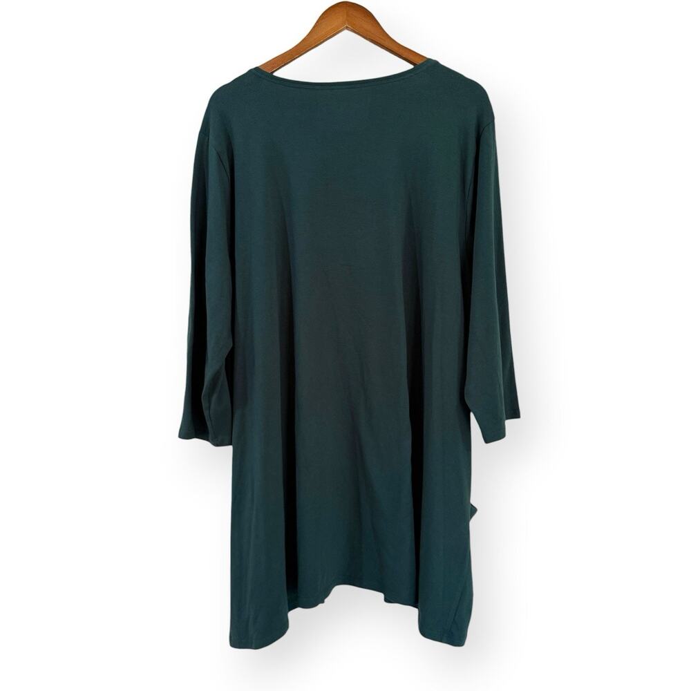 Eileen Fisher Organic Cotton Knit Tunic 2X Forest Green Front Pockets Lagenlook - Picture 5 of 7